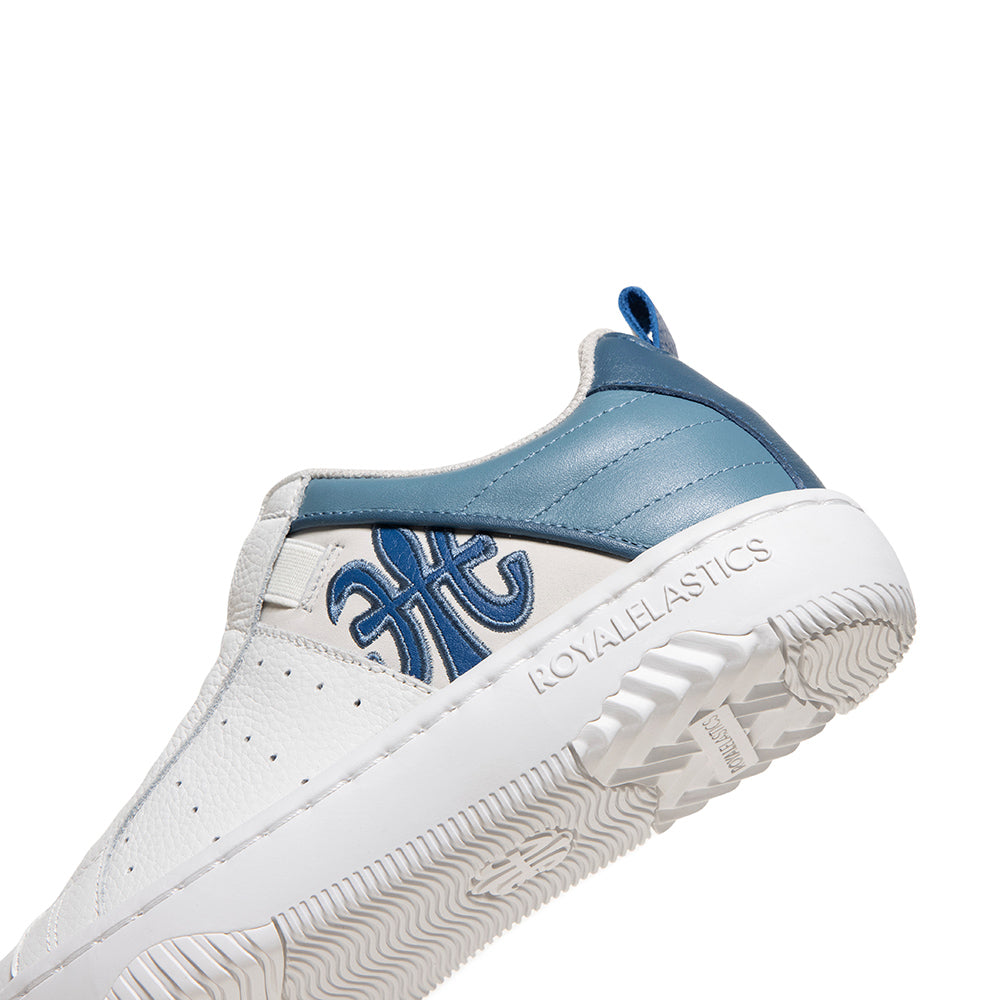Women's Icon 2.0 White Blue Logo Leather Sneakers