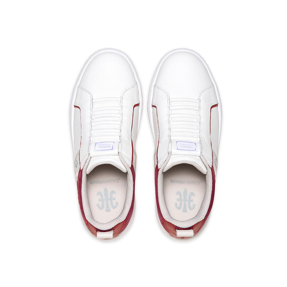 Women's Icon 2.0 White Beige Red Logo Leather Sneakers