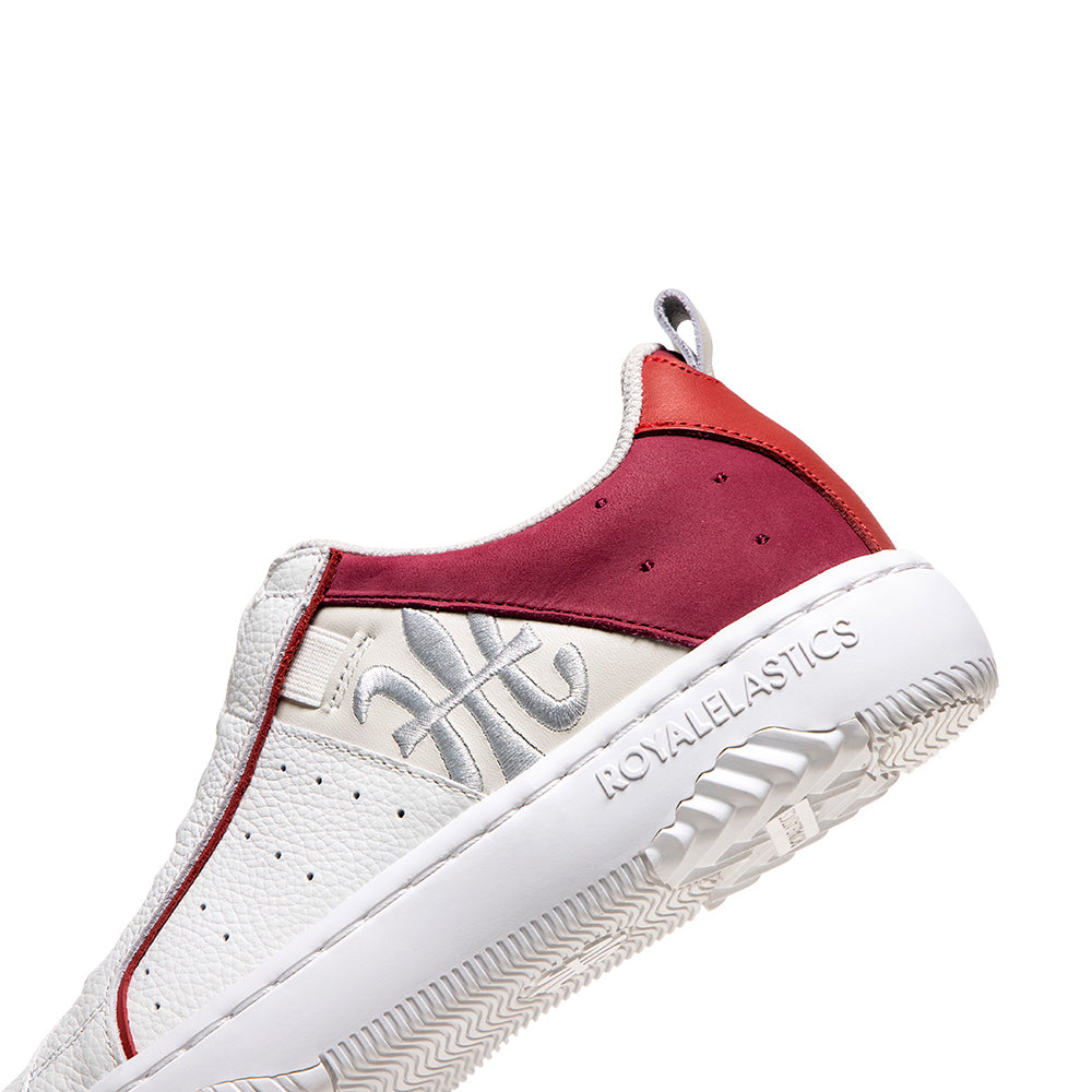 Women's Icon 2.0 White Beige Red Logo Leather Sneakers