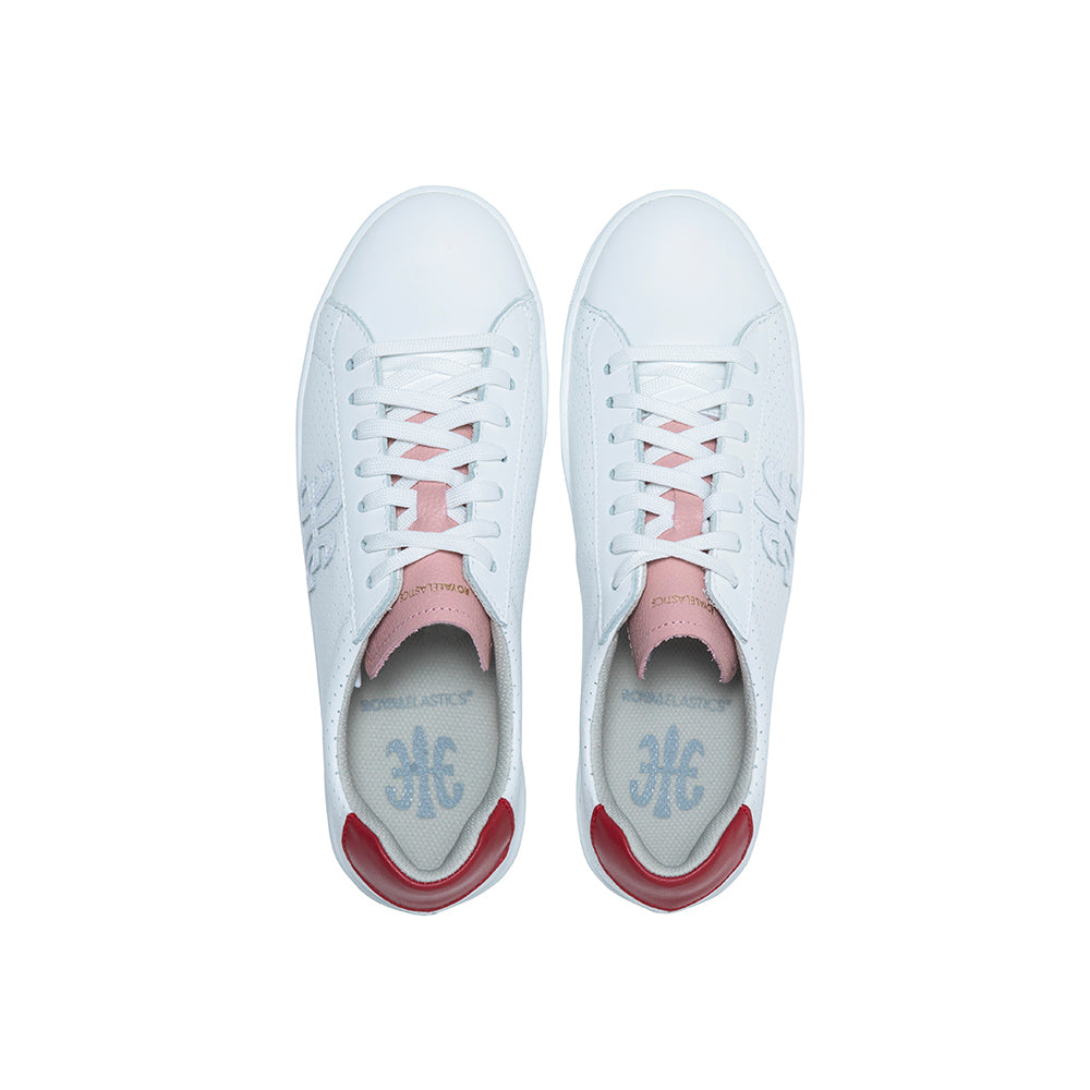 Women's Honor White Pink Red Logo Leather Sneakers