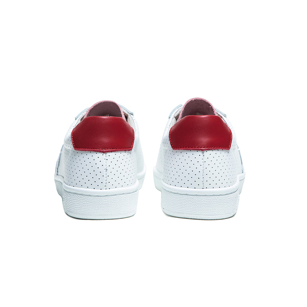 Women's Honor White Pink Red Logo Leather Sneakers