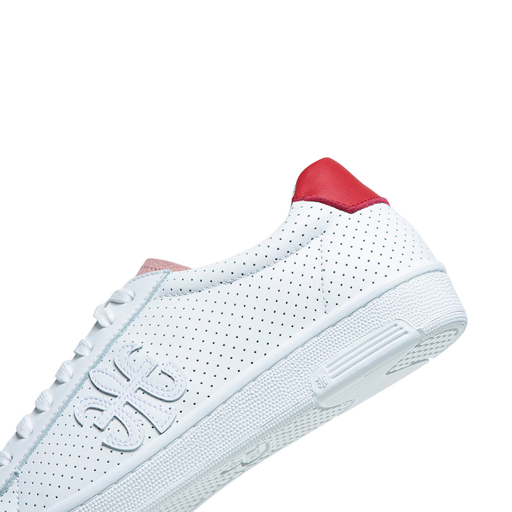 Women's Honor White Pink Red Logo Leather Sneakers