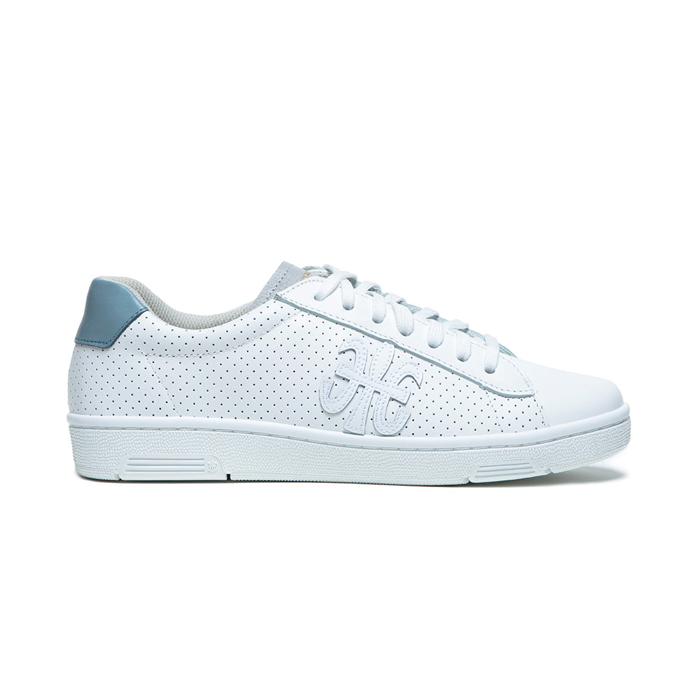 Women's Honor White Blue Logo Leather Sneakers