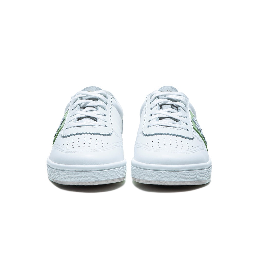 Women's Dreamer White Green Logo Leather Sneakers