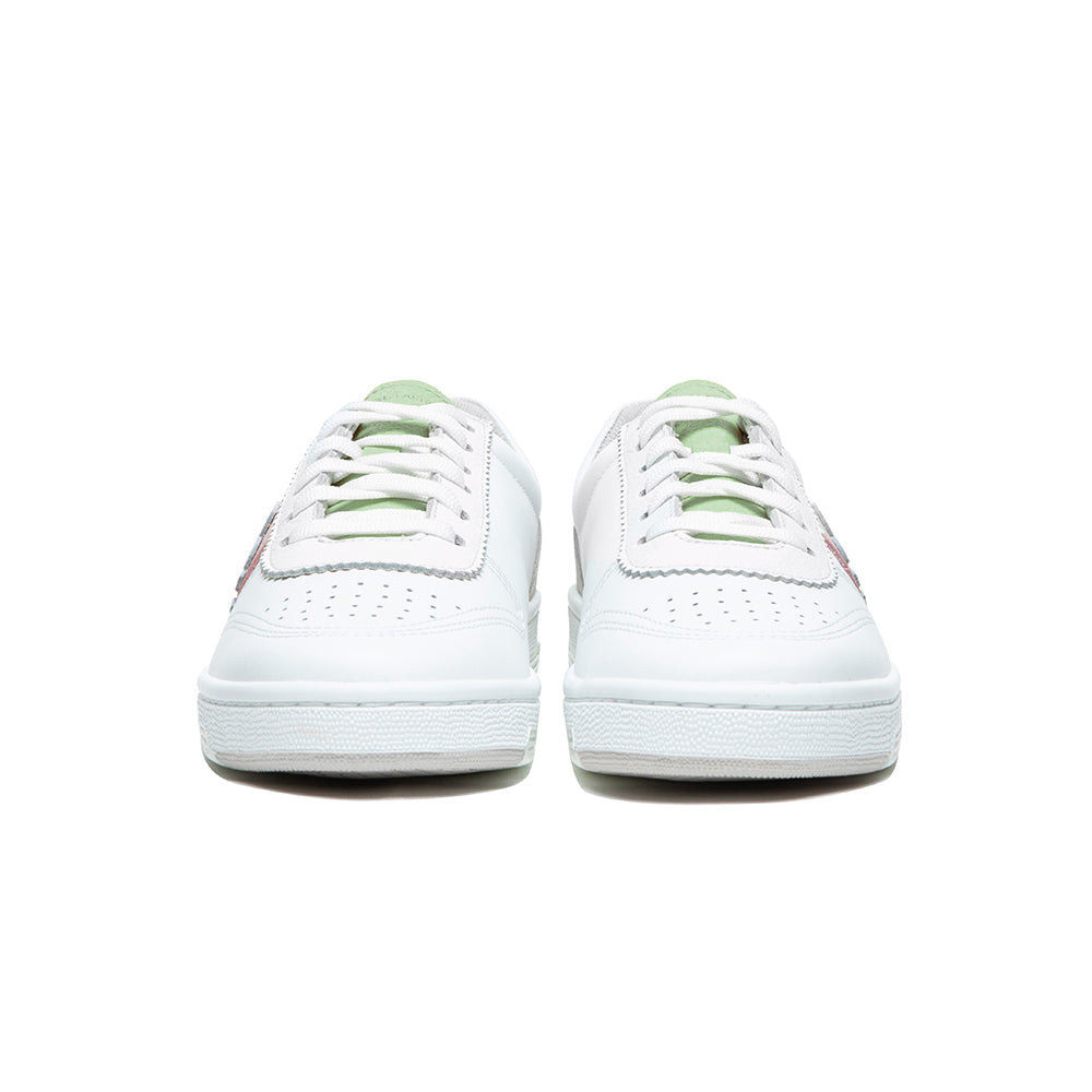 Women's Dreamer White Pink Green Logo Leather Sneakers 98114-014