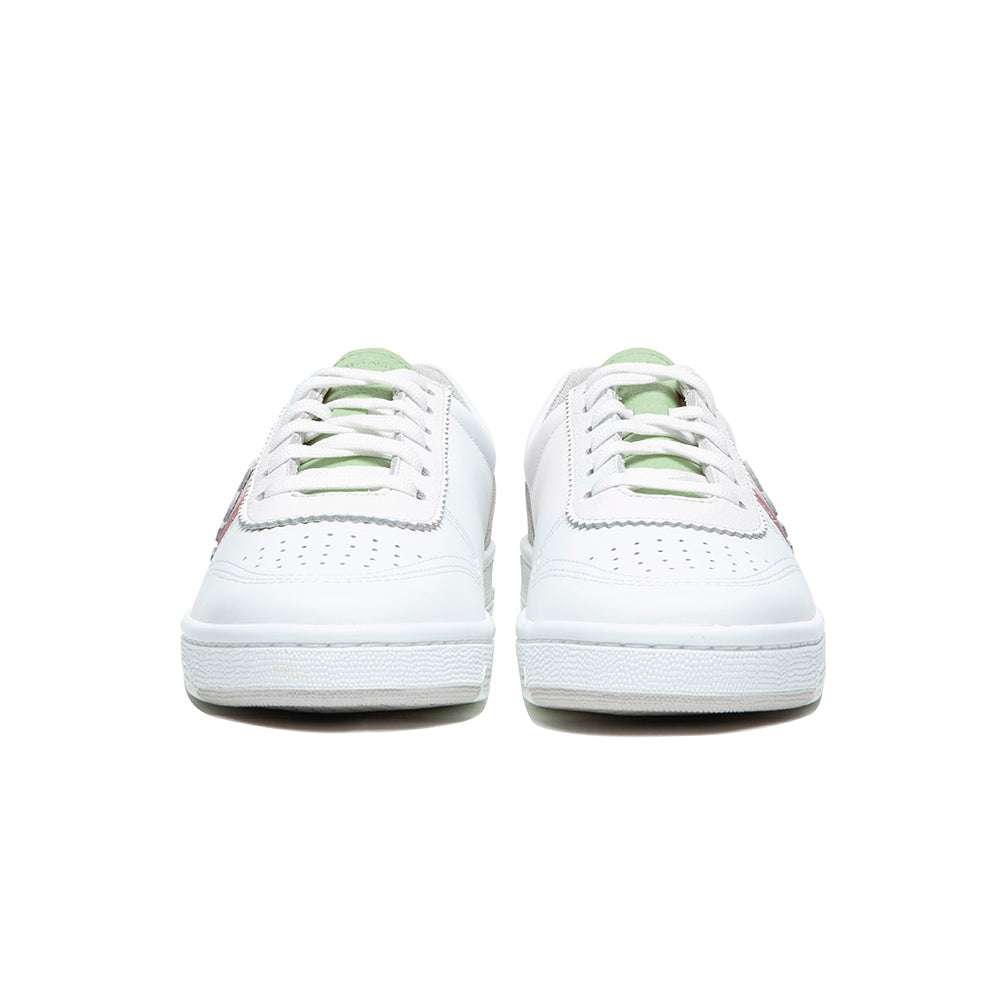Women's Dreamer White Pink Green Logo Leather Sneakers 98114-014