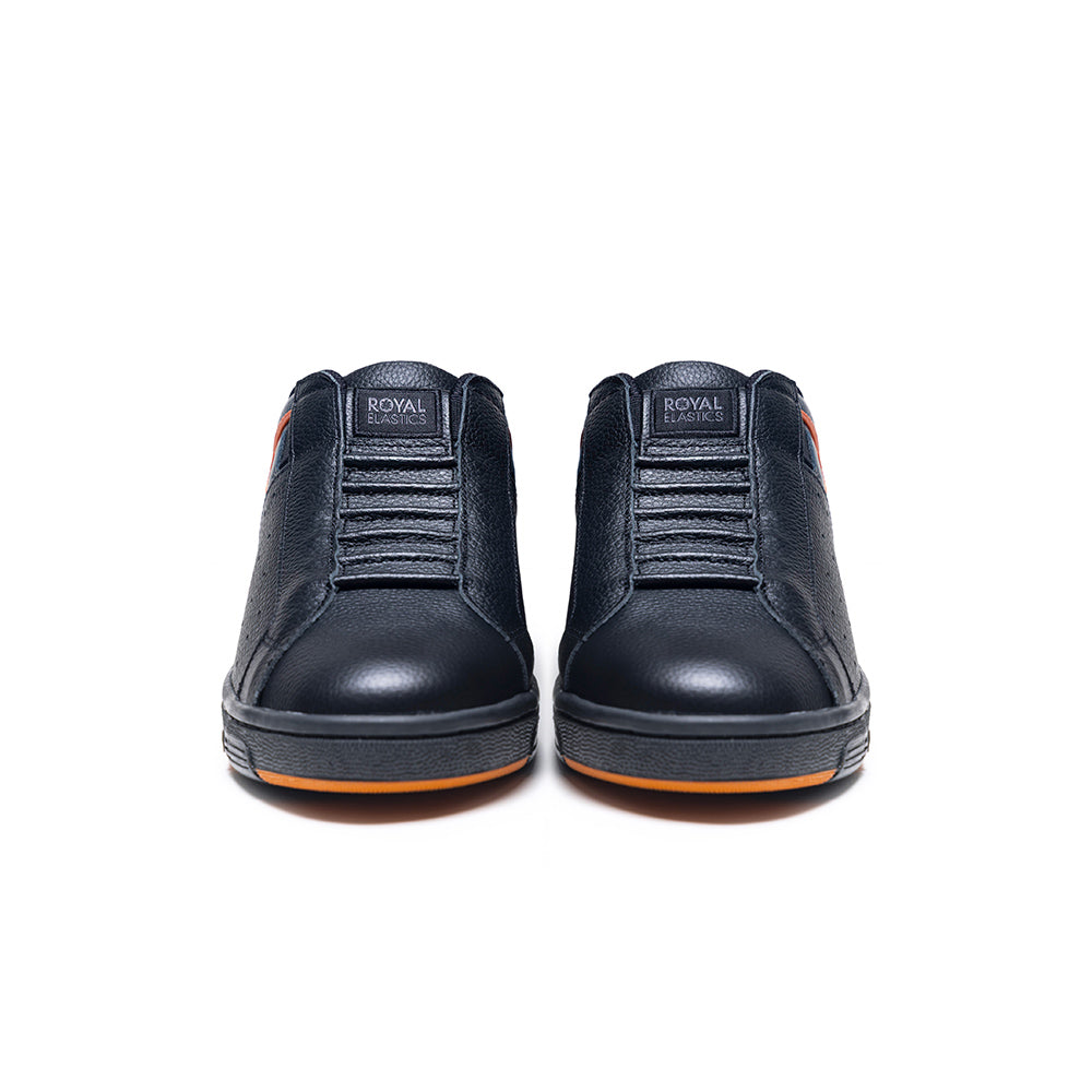 Men's Icon OG Black Gray Orange Logo Leather Sneakers 001952-928-2