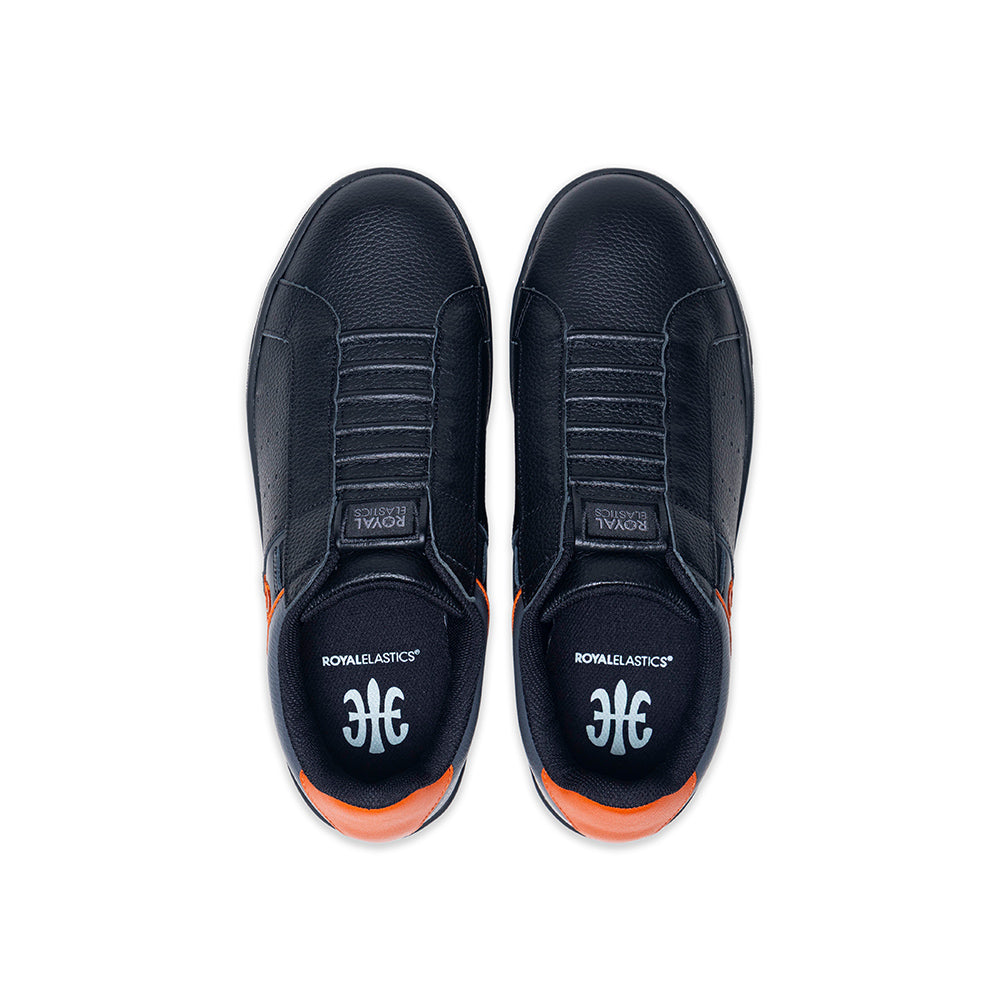Men's Icon OG Black Gray Orange Logo Leather Sneakers 001952-928-4