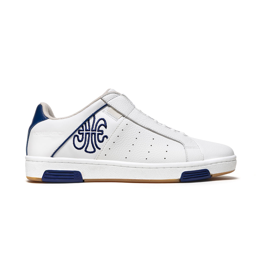 Men's Icon OG White Blue Logo Leather Sneakers 001953-055 - ROYAL ELASTICS