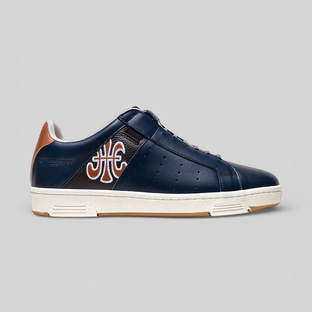 Men's Icon OG Blue-black Brown Logo Leather Sneakers 001961-557