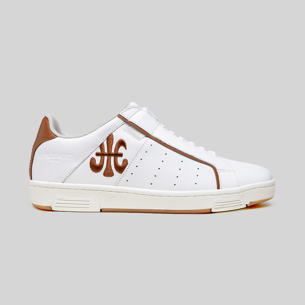 Men's Icon OG White Orange Logo Leather Sneakers 001962-007-1