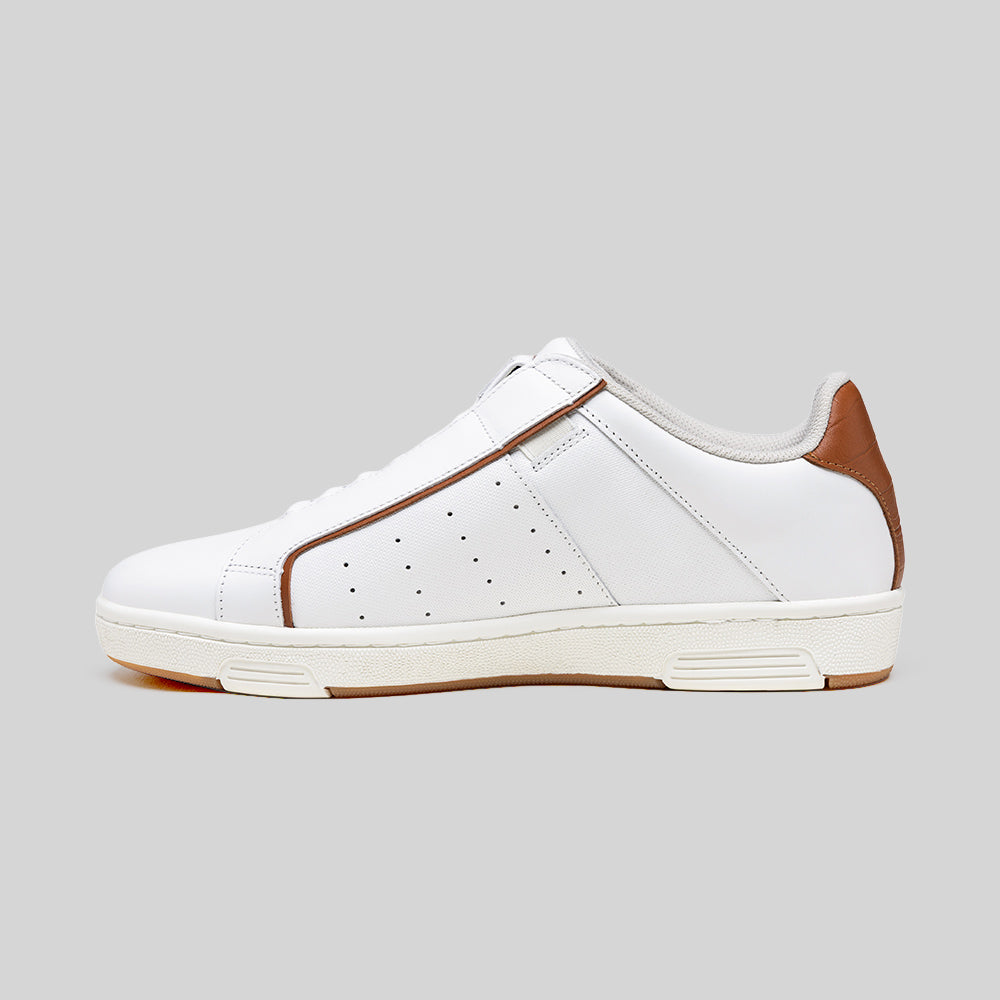 Men's Icon OG White Orange Logo Leather Sneakers 001962-007-2
