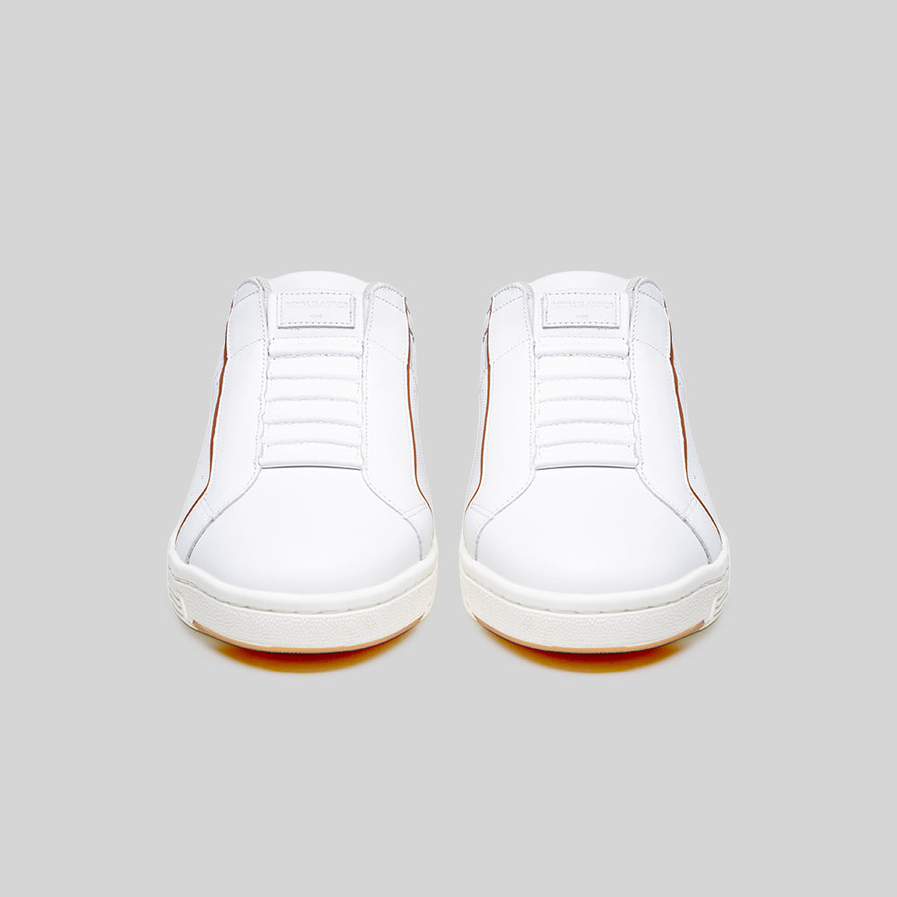 Men's Icon OG White Orange Logo Leather Sneakers 001962-007-3