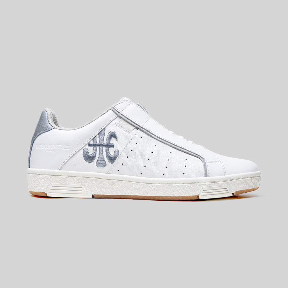 Men's Icon OG White Silver Logo Leather Sneakers 001962-008