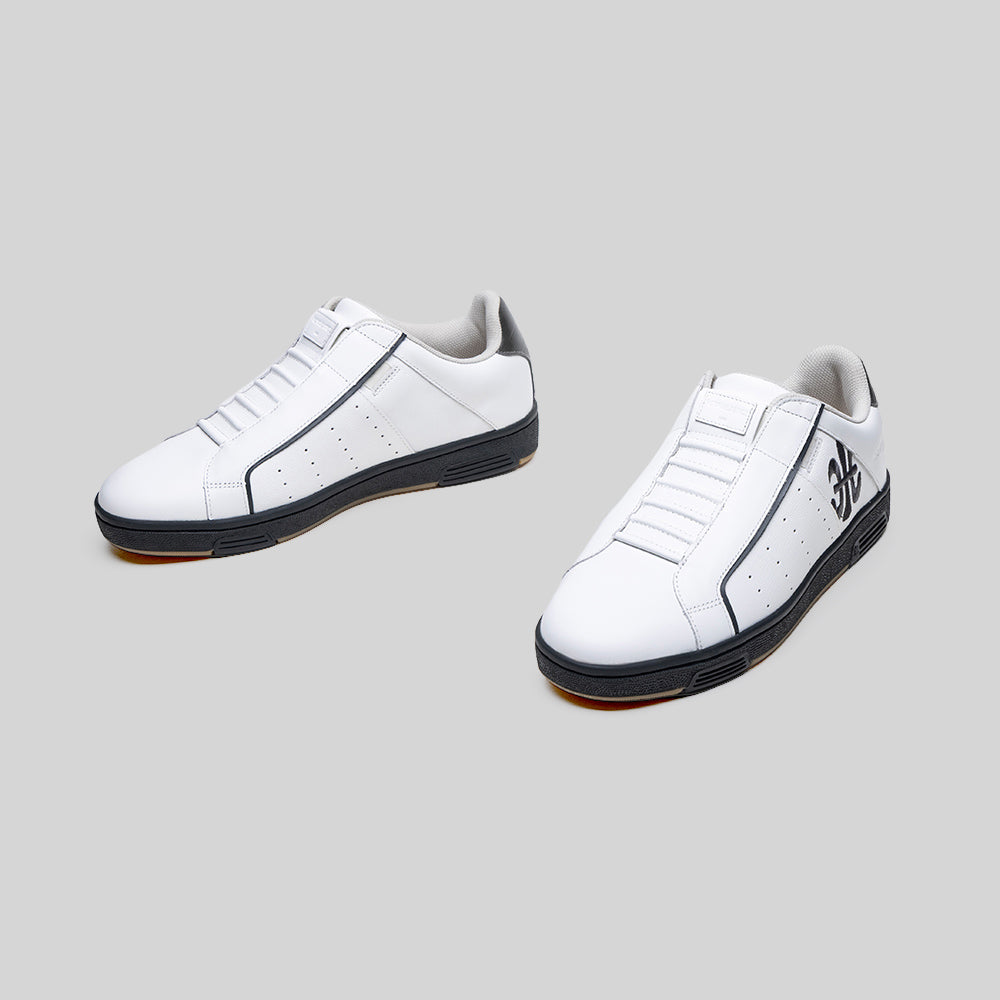 Men's Icon OG White Black Logo Leather Sneakers 001962-009-7