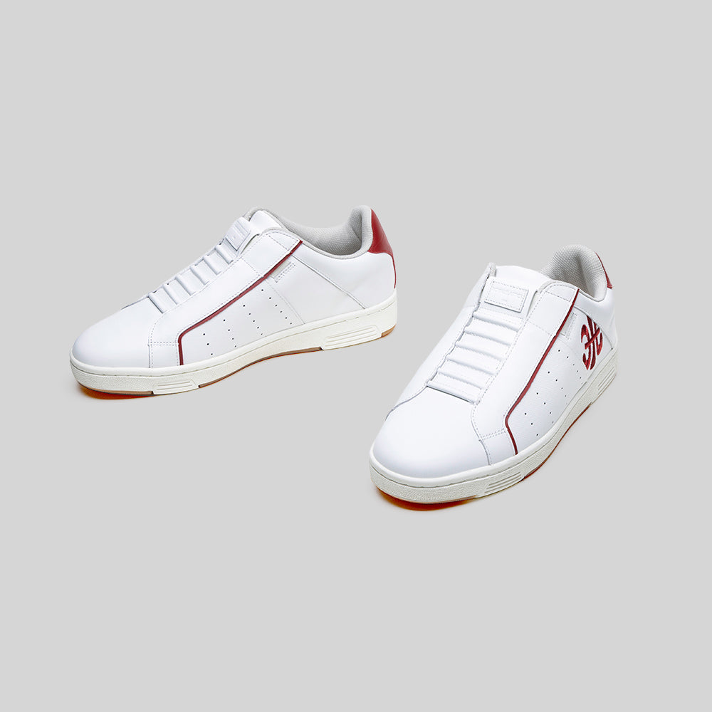 Men's Icon OG White Red Logo Leather Sneakers 001962-011-7