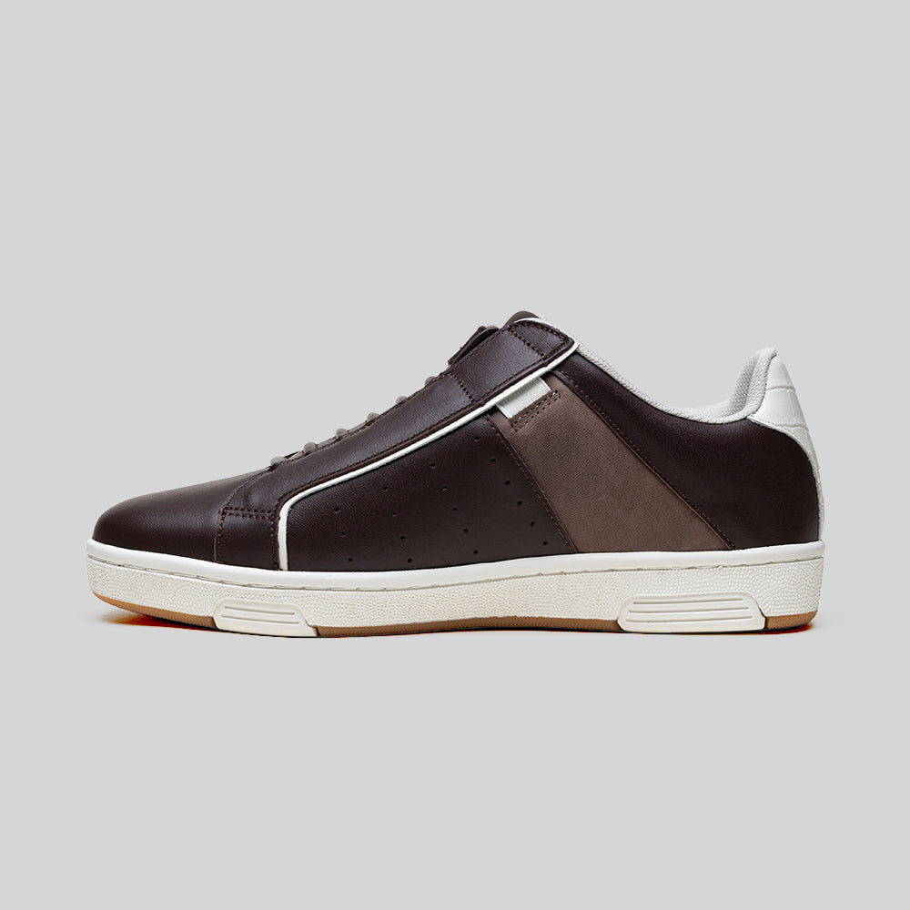 Men's Icon OG Brown Beige Logo Leather Sneakers 001962-777-2