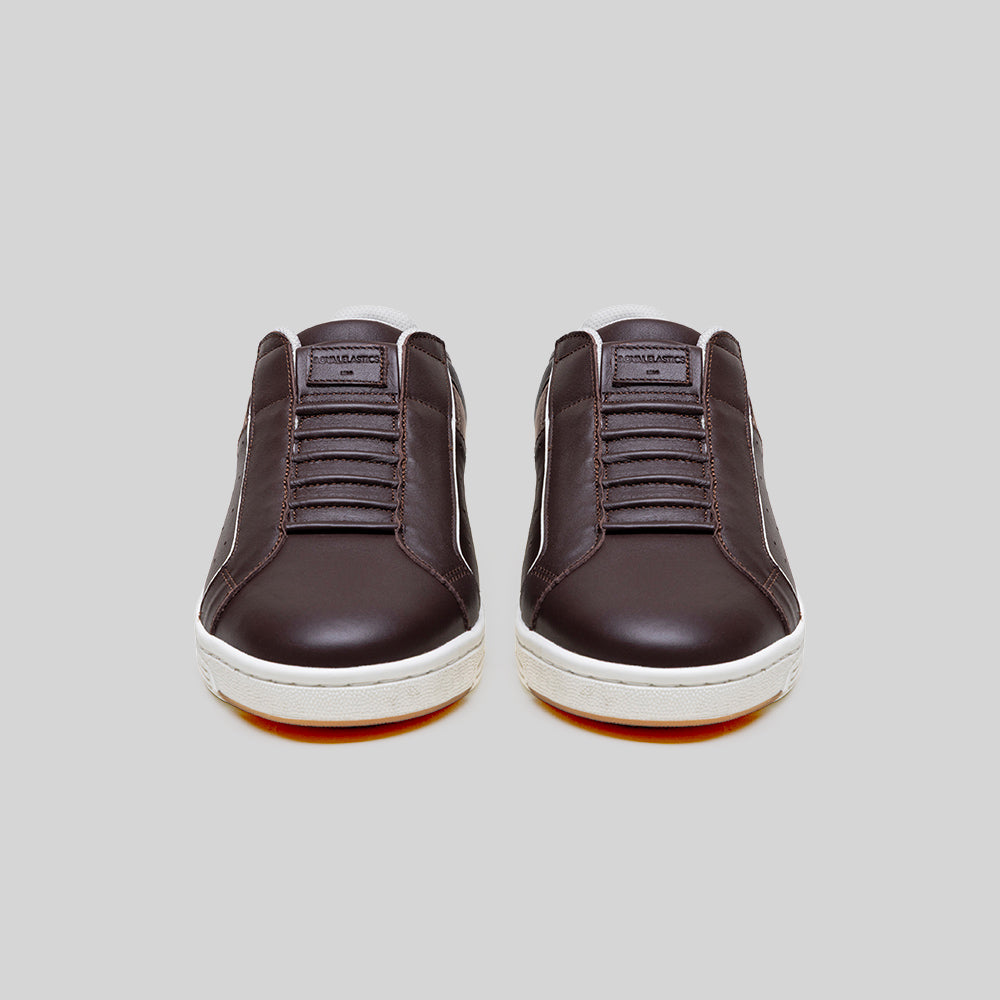Men's Icon OG Brown Beige Logo Leather Sneakers 001962-777-3