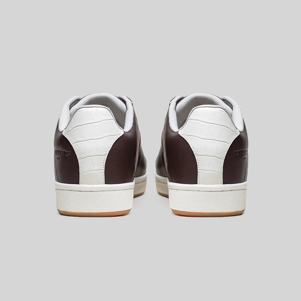 Men's Icon OG Brown Beige Logo Leather Sneakers 001962-777-4