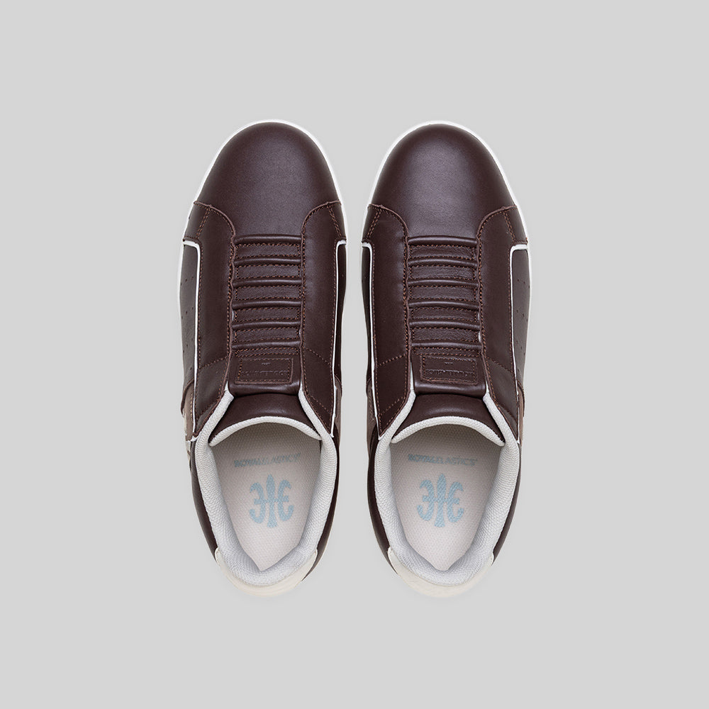Men's Icon OG Brown Beige Logo Leather Sneakers 001962-777-6