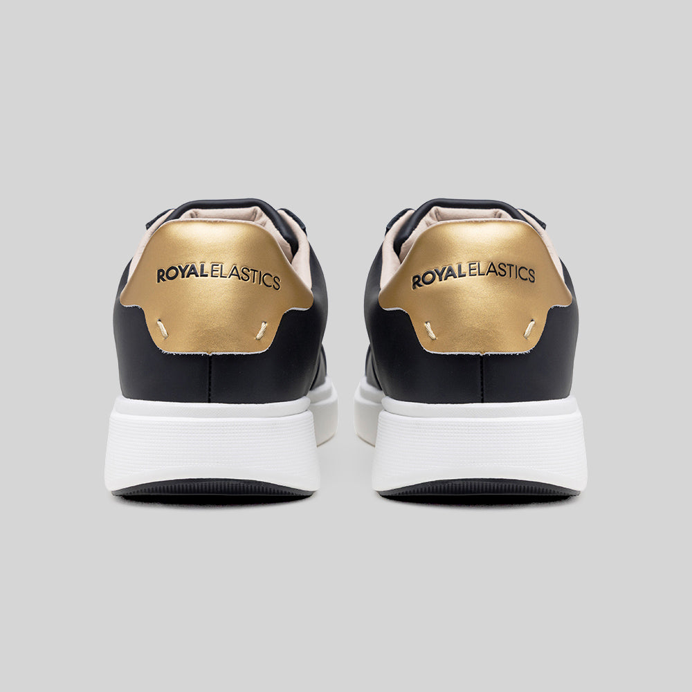 Men's Icon Prestige Black Gold Leather Sneakers 002361-033-4