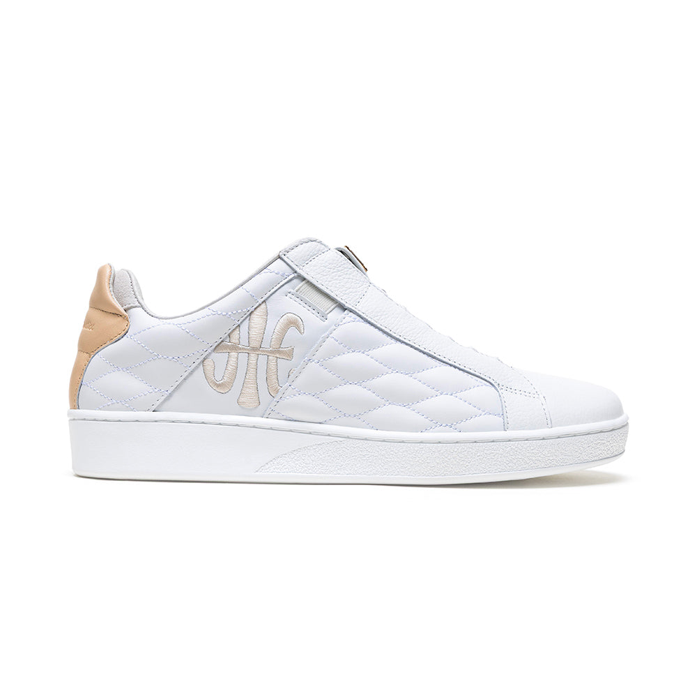 Men's Icon Lux White Beige Leather Sneakers 002553-007