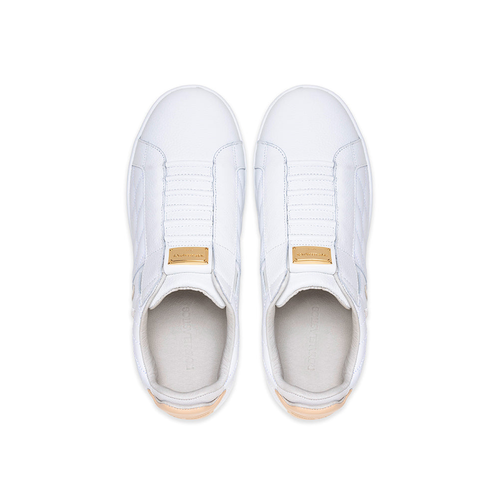 Men's Icon Lux White Beige Leather Sneakers 002553-007-4