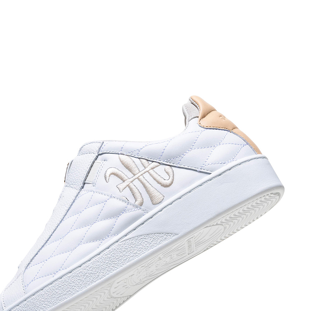 Men's Icon Lux White Beige Leather Sneakers 002553-007-5