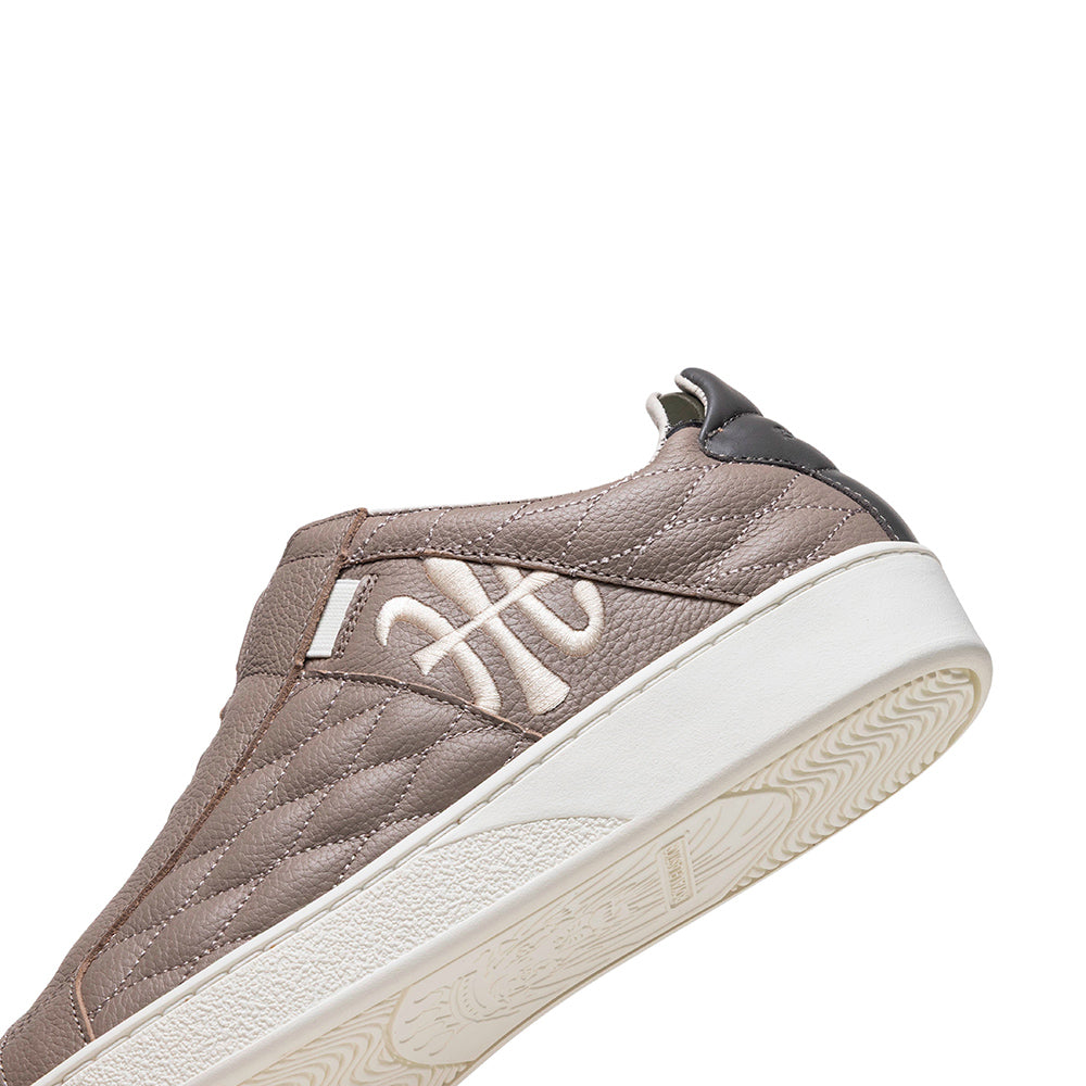 Men's Icon Lux Gray Beige Leather Sneakers 002553-888-5