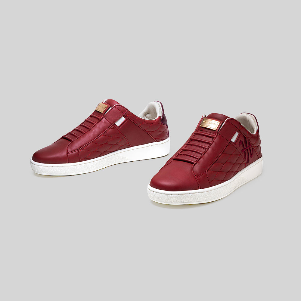 Men's Icon Lux Red Beige Leather Sneakers 002561-111-7