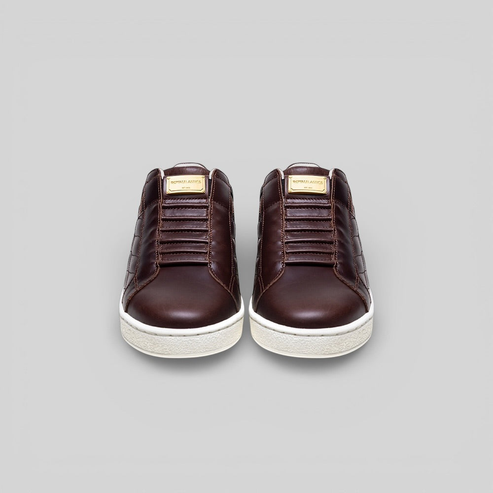 Men's Icon Lux Brown Beige Leather Sneakers 002561-777-2