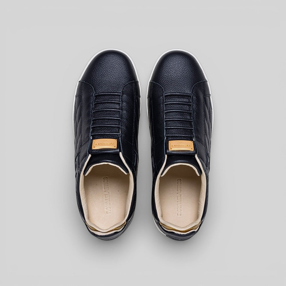 Men's Icon Lux Black Gold Leather Sneakers 002561-993-4