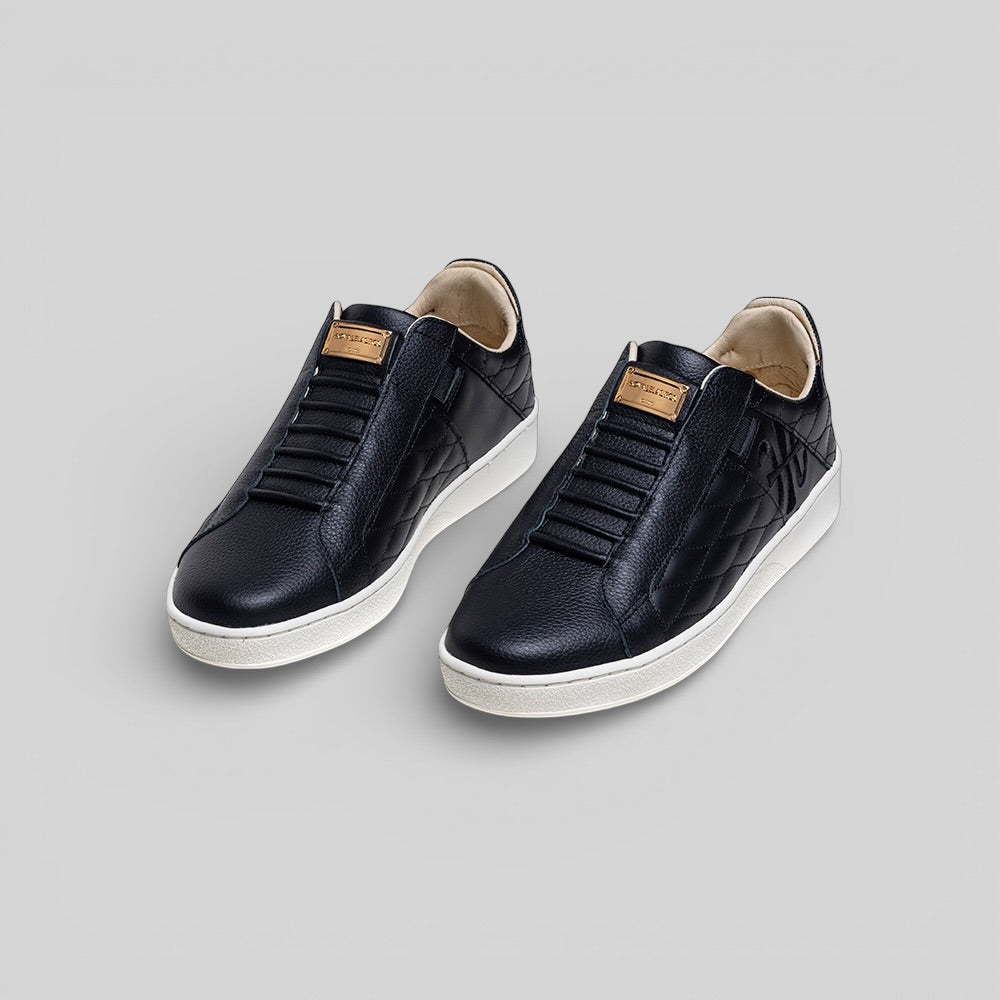 Men's Icon Lux Black Gold Leather Sneakers 002561-993-7