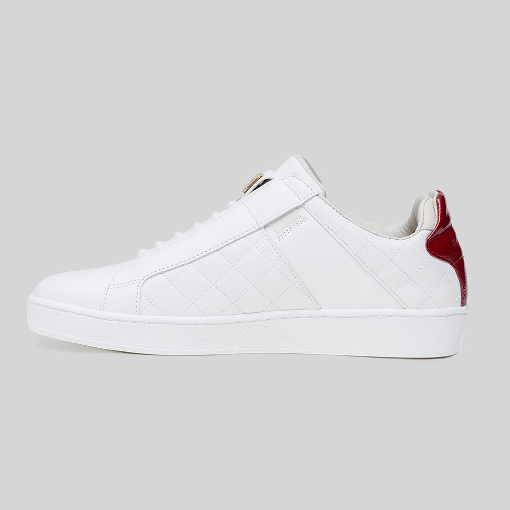 Men's Icon Lux White Red Beige Leather Sneakers 002562-001-2