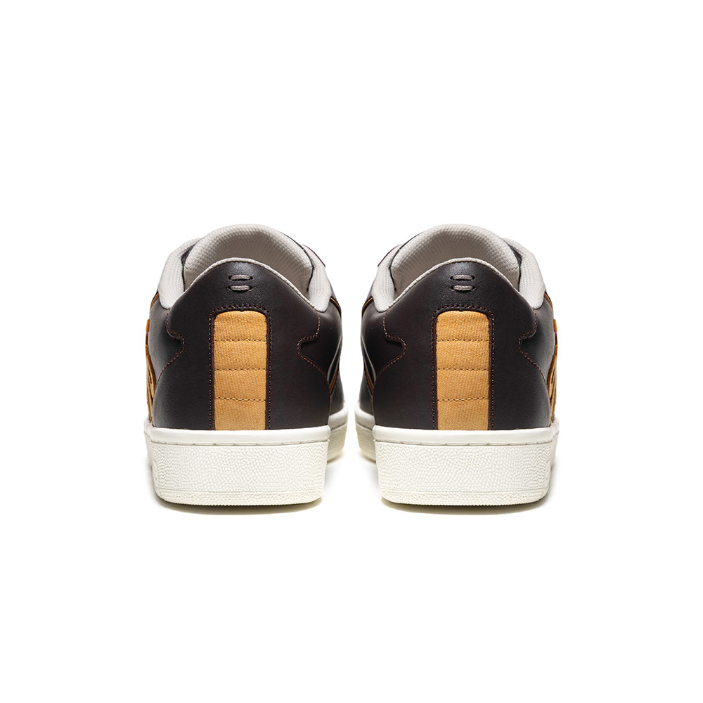 Men's Adelaide Brown Yellow Leather Sneakers 002653-773-3