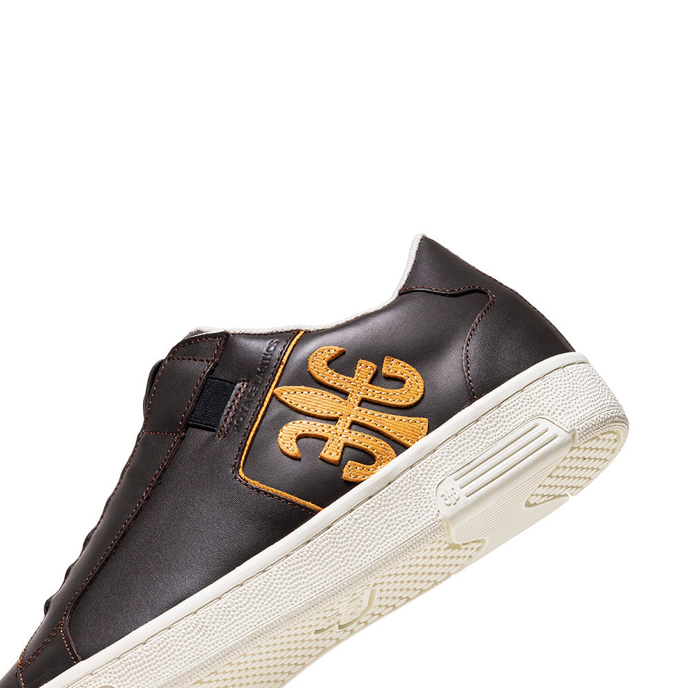 Men's Adelaide Brown Yellow Leather Sneakers 002653-773-5