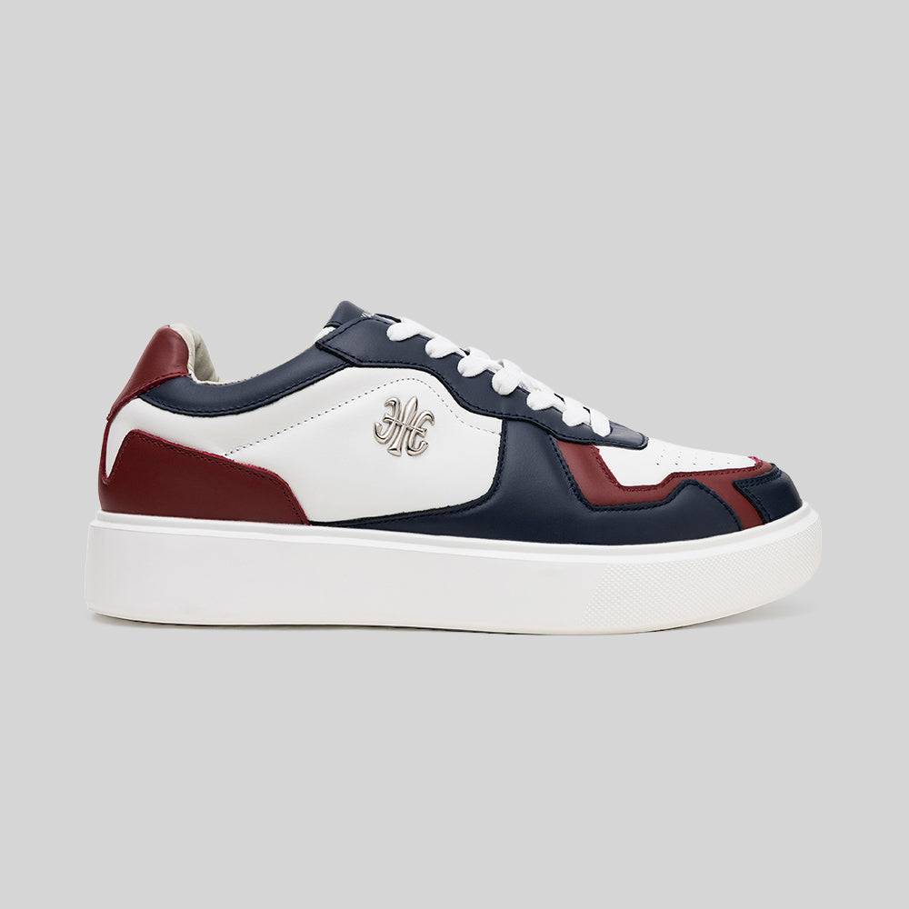 Men's Mercer White Dark Blue Dark Red Leather Sneakers 002961-051