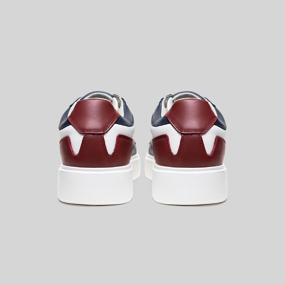Men's Mercer White Dark Blue Dark Red Leather Sneakers 002961-051-4