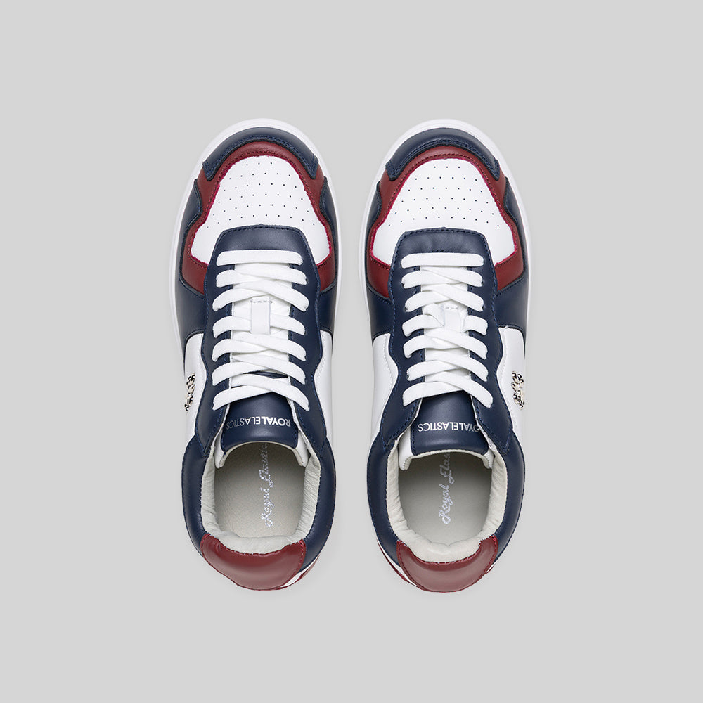 Men's Mercer White Dark Blue Dark Red Leather Sneakers 002961-051-6