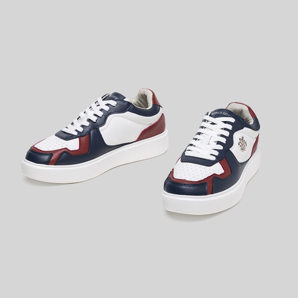 Men's Mercer White Dark Blue Dark Red Leather Sneakers 002961-051-7