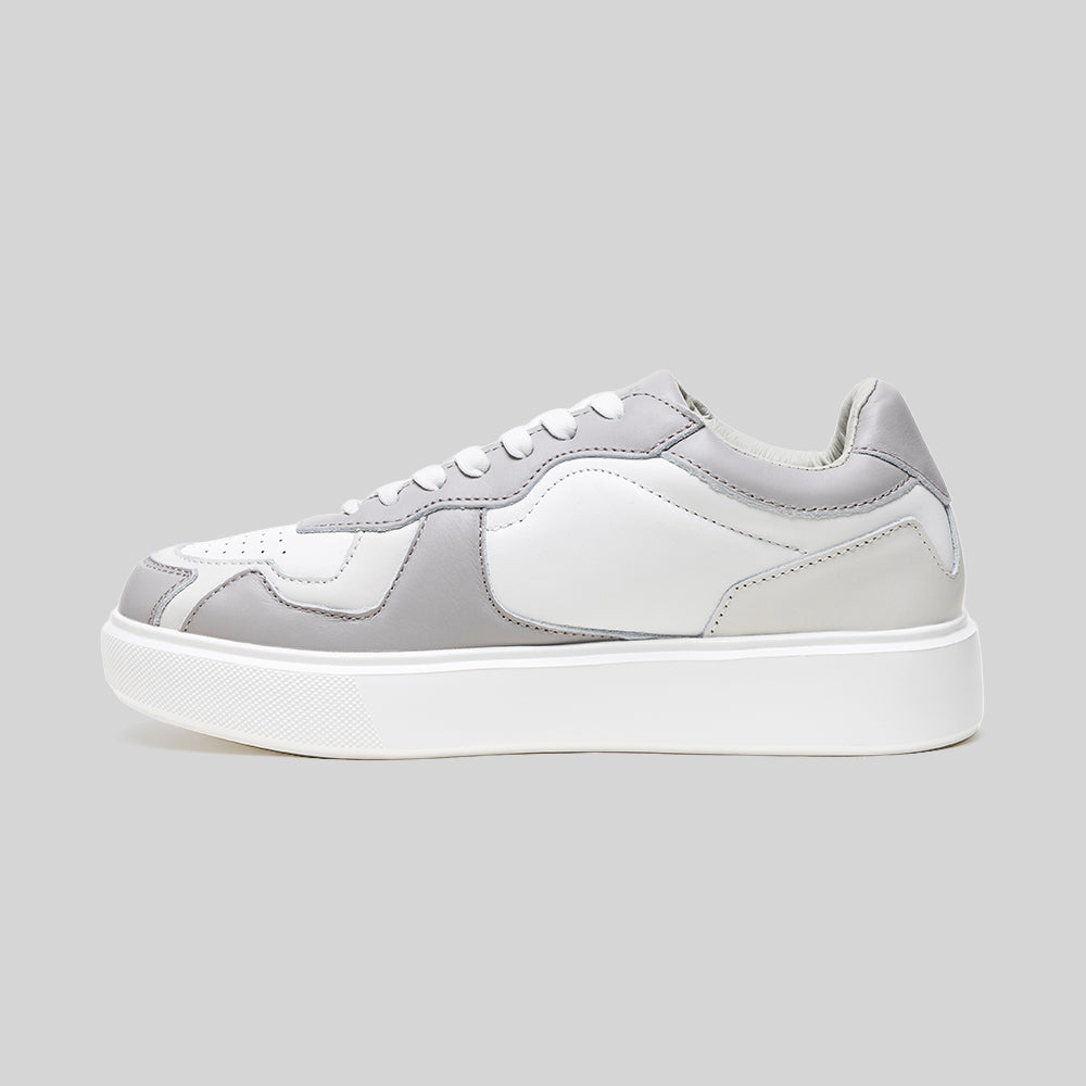 Men's Mercer White Gray Beige Leather Sneakers 002961-088-2