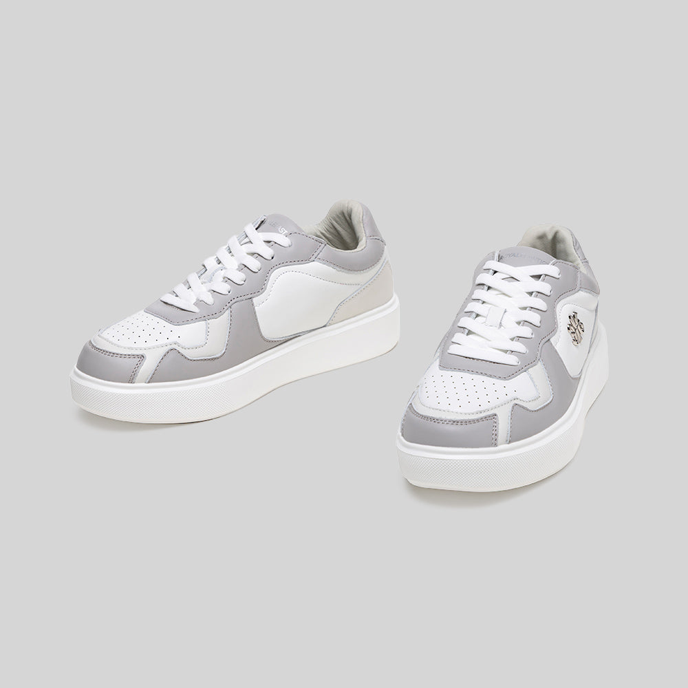 Men's Mercer White Gray Beige Leather Sneakers 002961-088-7