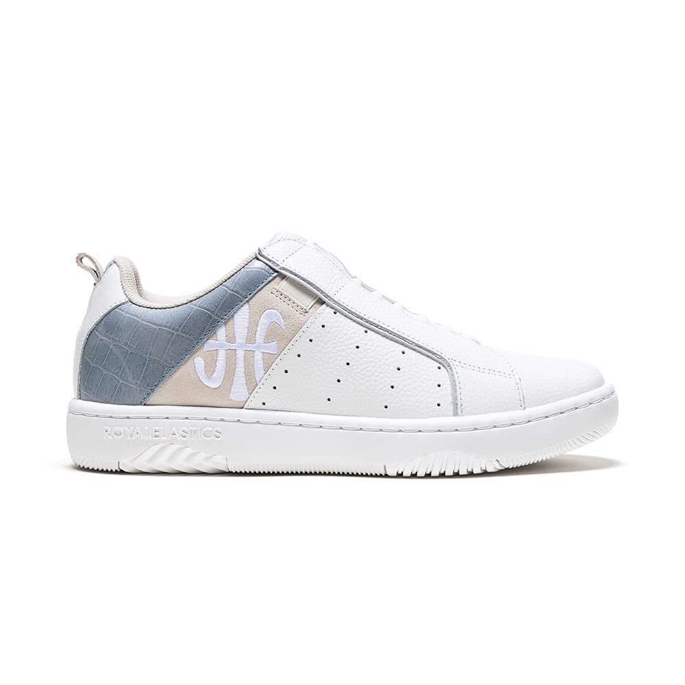 Men's Icon 2.0 White Beige Gray Logo Leather Sneakers