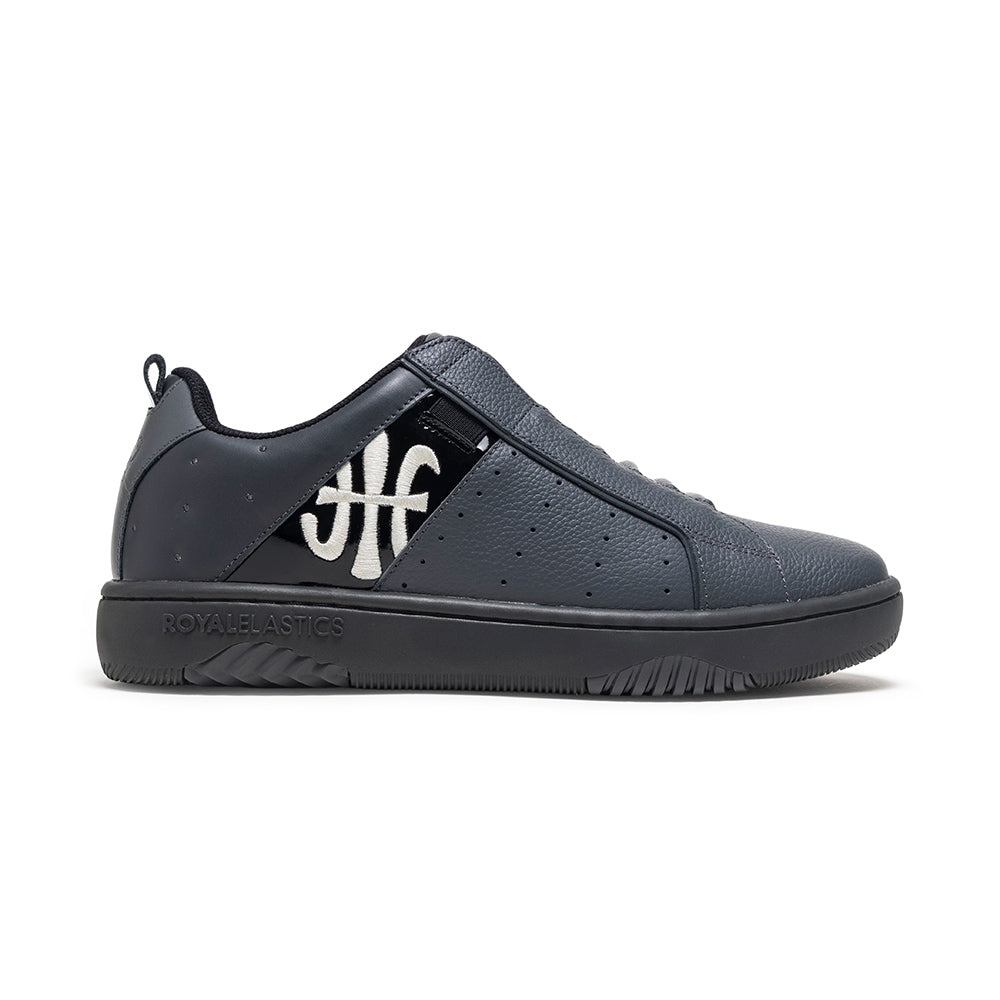 Men's Icon 2.0 Gray Black Logo Leather Sneakers 006552-990