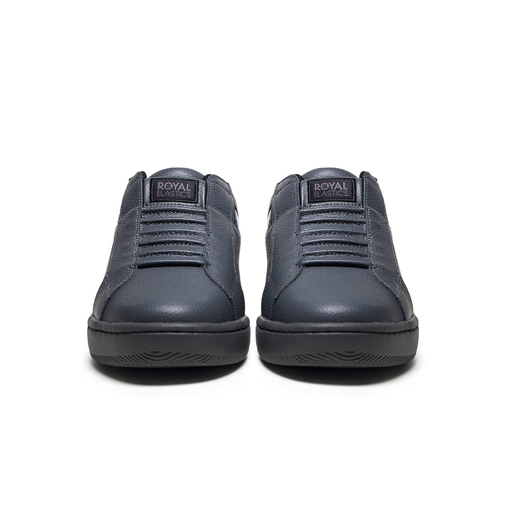 Men's Icon 2.0 Gray Black Logo Leather Sneakers 006552-990 - ROYAL ELASTICS