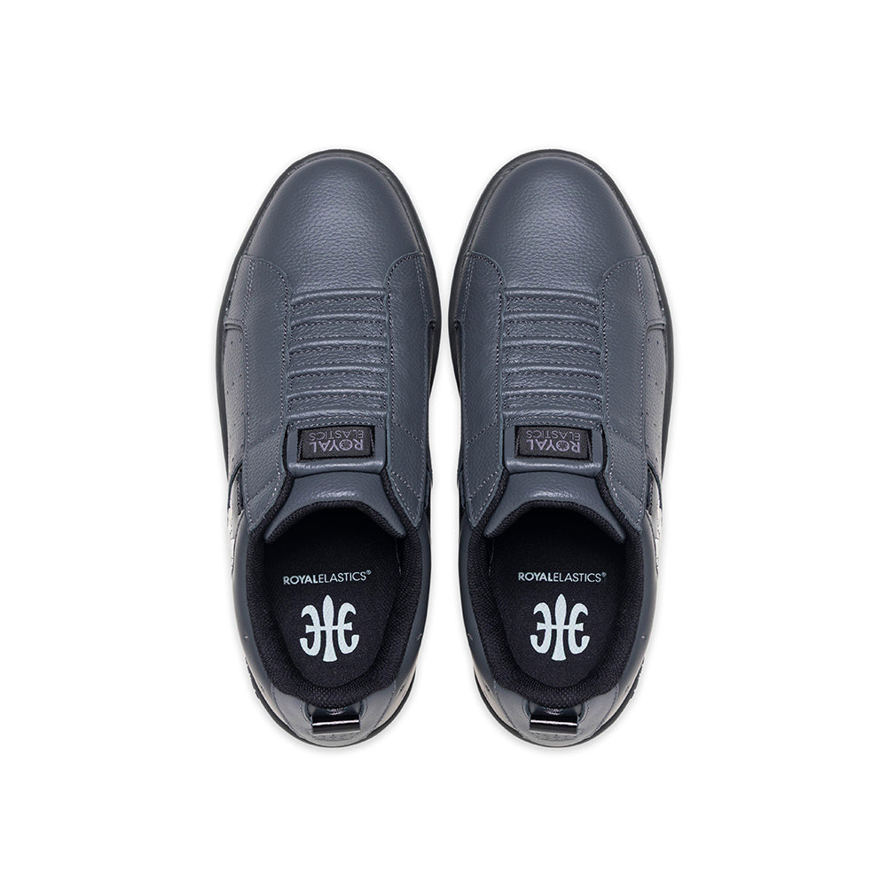 Men's Icon 2.0 Gray Black Logo Leather Sneakers 006552-990 - ROYAL ELASTICS