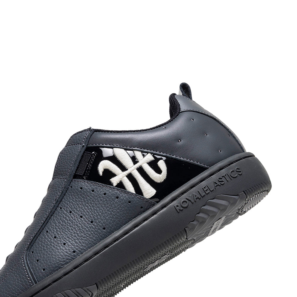 Men's Icon 2.0 Gray Black Logo Leather Sneakers 006552-990 - ROYAL ELASTICS