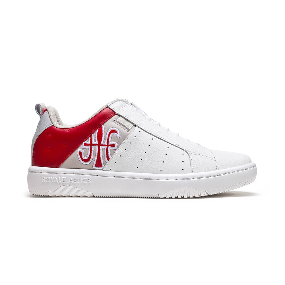 Men's Icon 2.0 White Red Gray Logo Leather Sneakers 006553-010