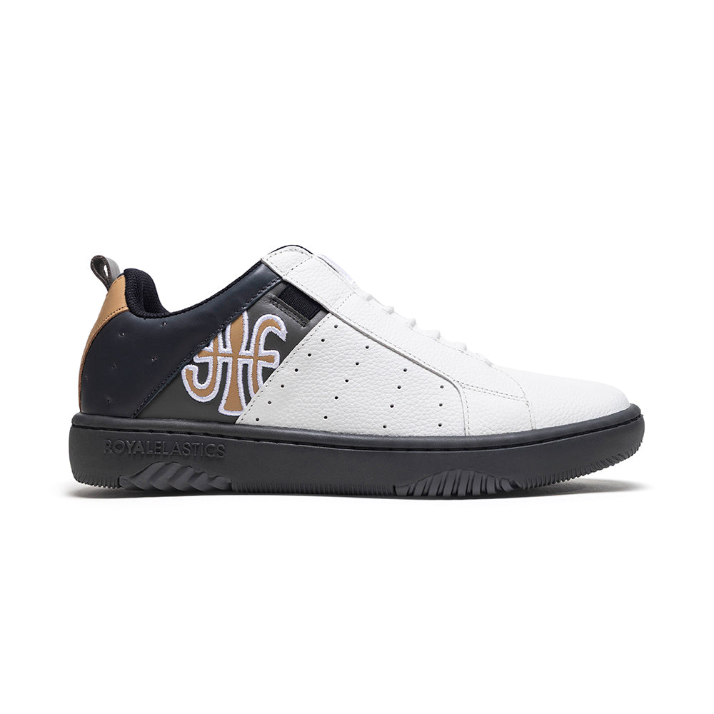 Men's Icon 2.0 White Black Brown Logo Leather Sneakers 006553-093