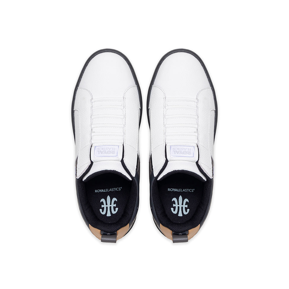 Men's Icon 2.0 White Black Brown Logo Leather Sneakers 006553-093-4